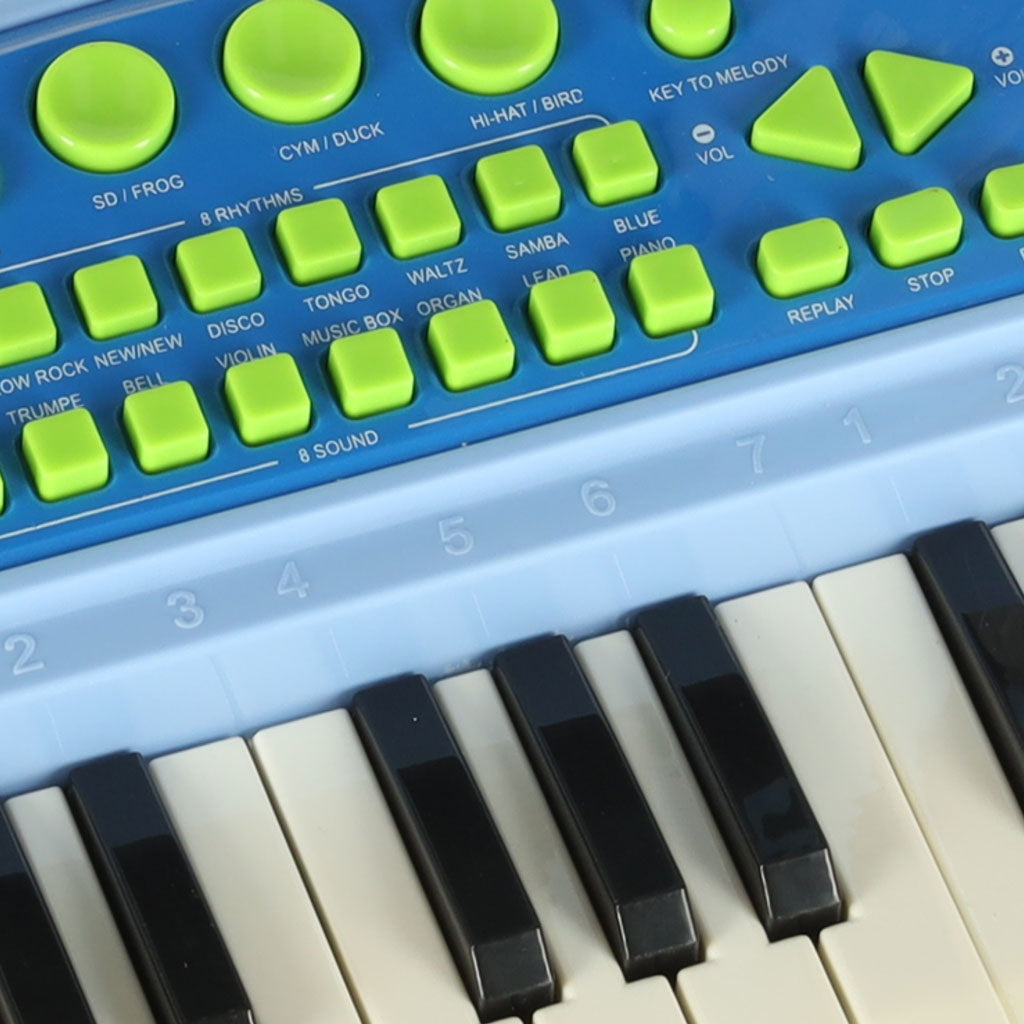 Kids Piano Keyboard, 37 Keys, Microphone, Blue