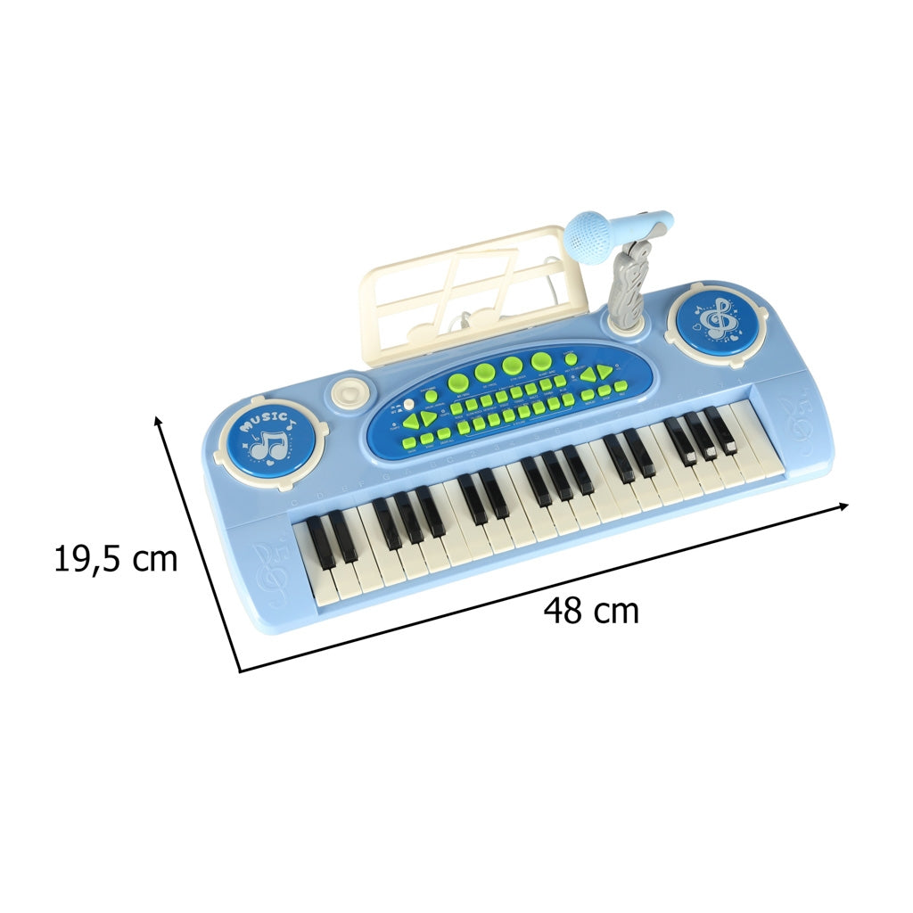 Kids Piano Keyboard, 37 Keys, Microphone, Blue