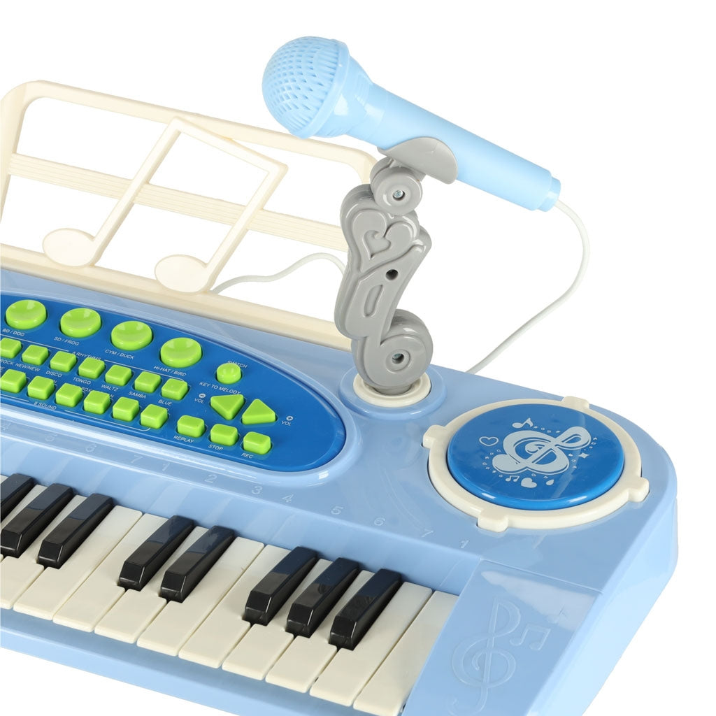 Kids Piano Keyboard, 37 Keys, Microphone, Blue