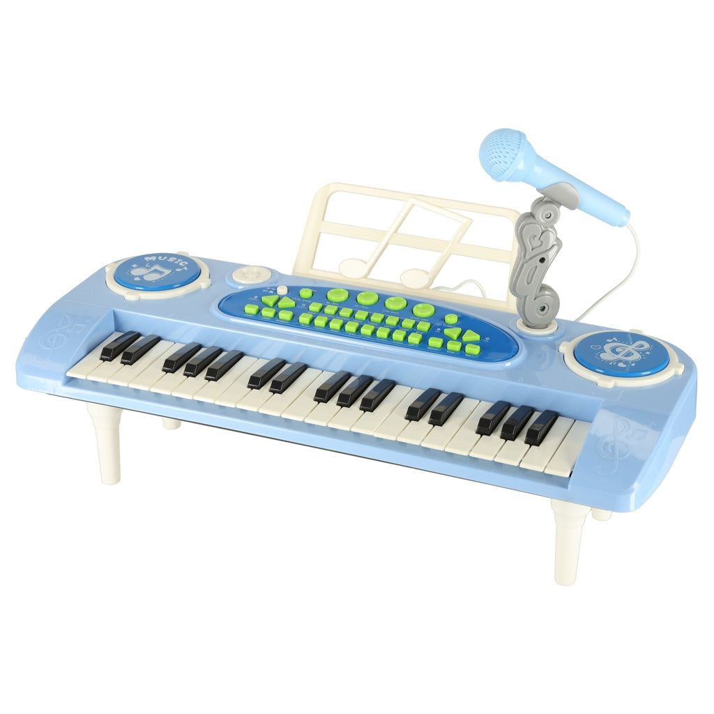 Kids Piano Keyboard, 37 Keys, Microphone, Blue