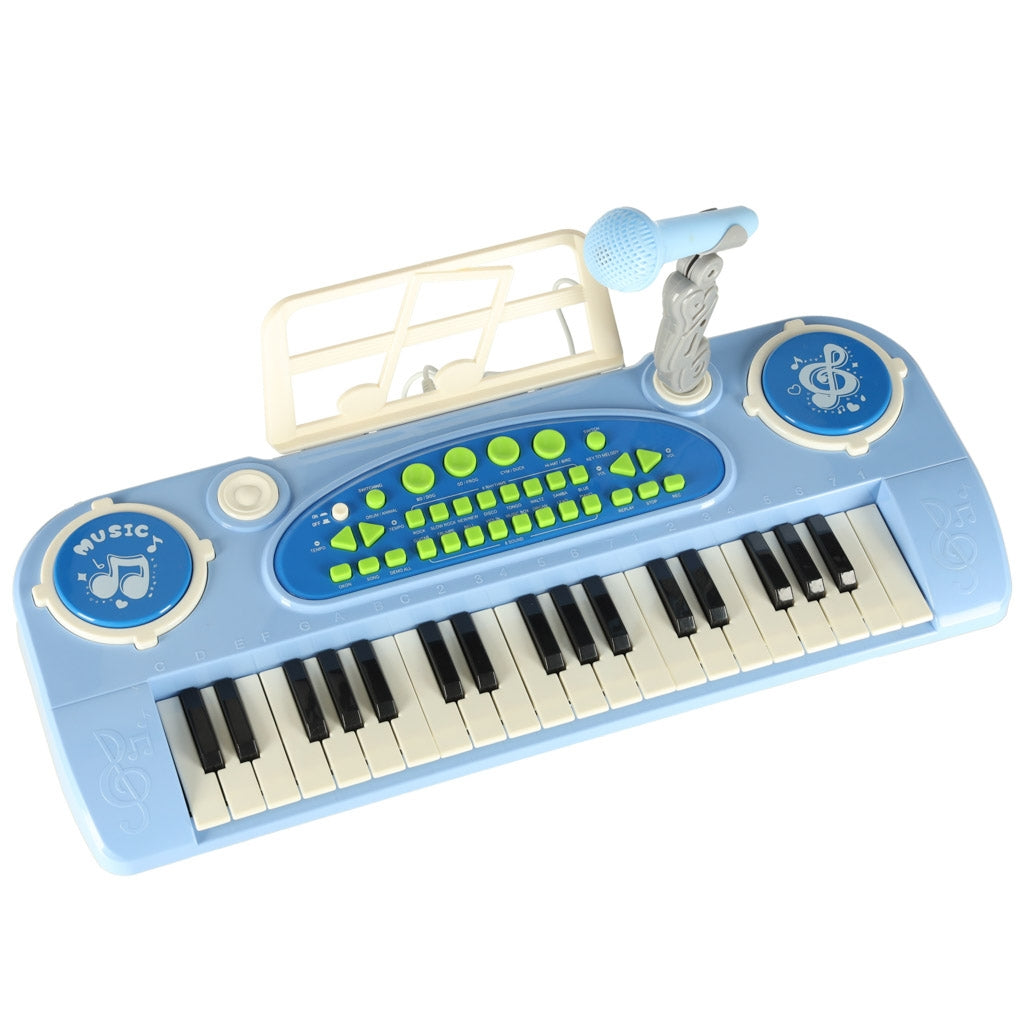 Kids Piano Keyboard, 37 Keys, Microphone, Blue