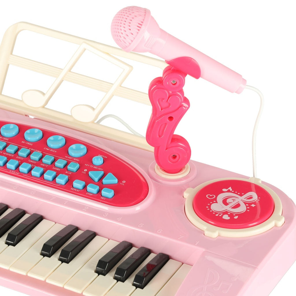 Kids Piano Keyboard, 37 Keys, Microphone & Tripod, Pink