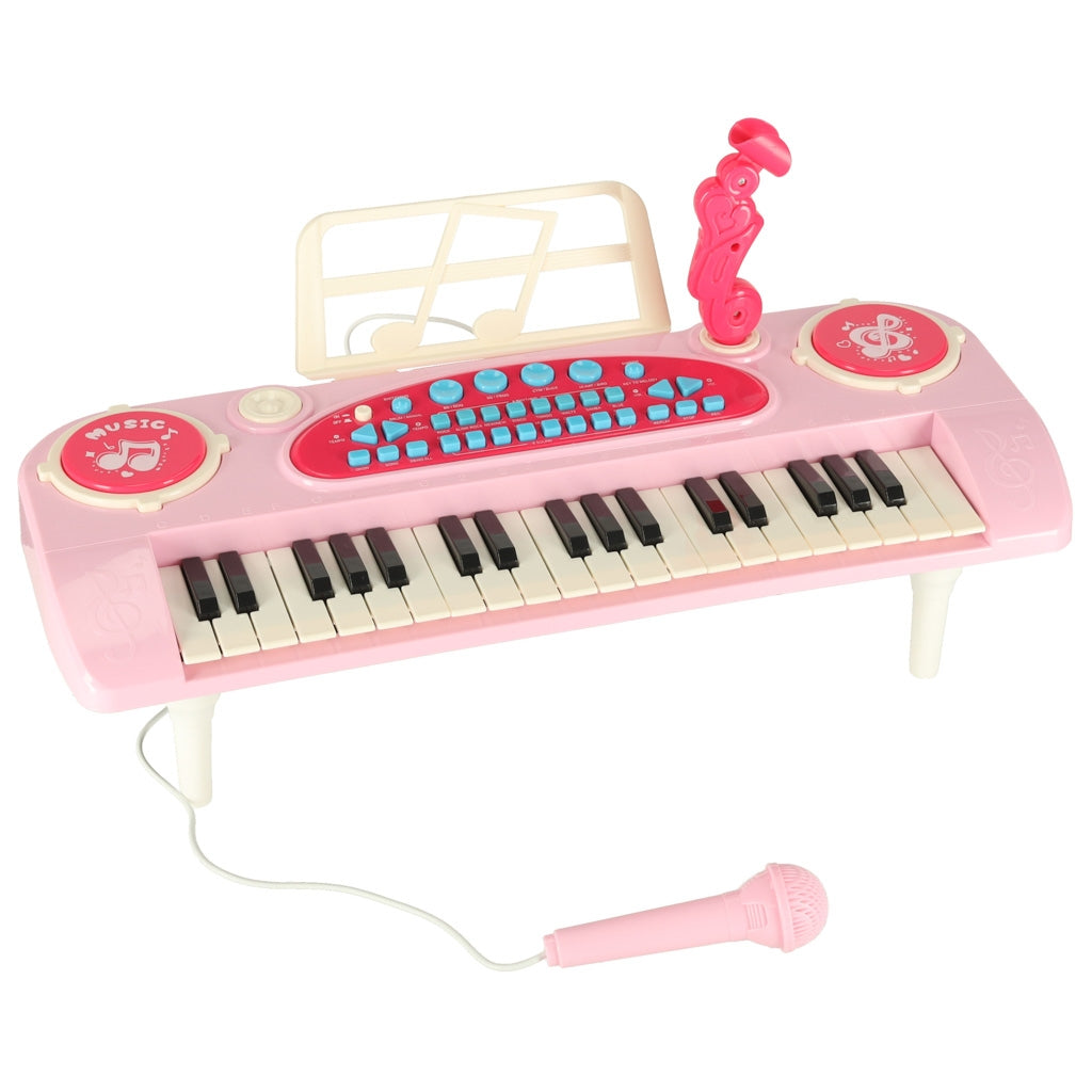 Kids Piano Keyboard, 37 Keys, Microphone & Tripod, Pink
