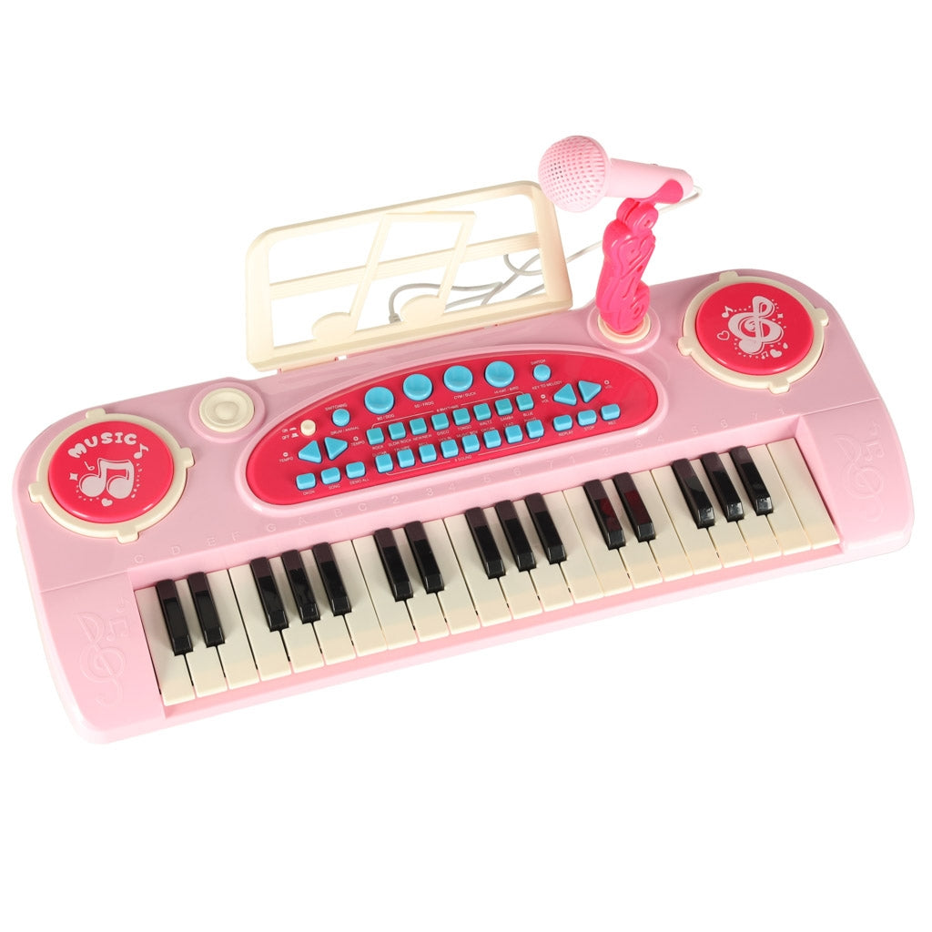 Kids Piano Keyboard, 37 Keys, Microphone & Tripod, Pink