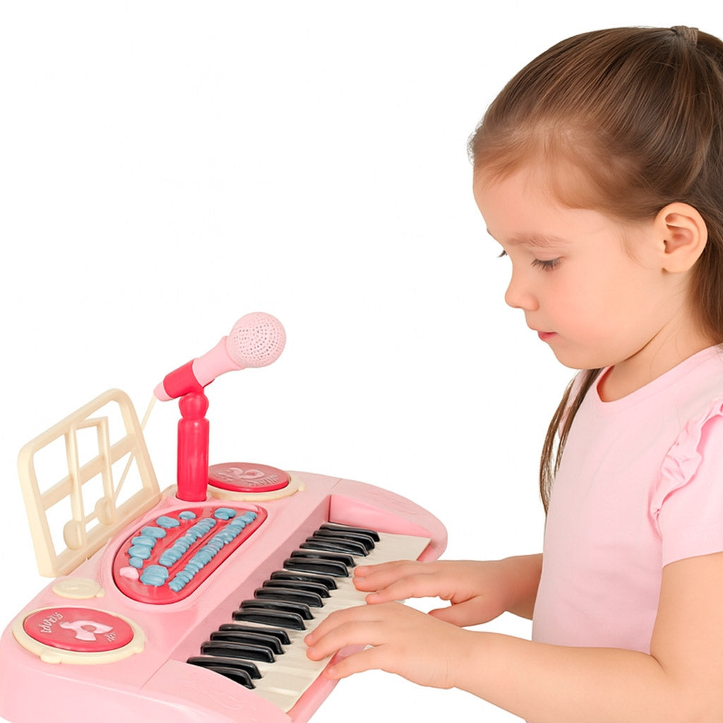 Kids Piano Keyboard, 37 Keys, Microphone & Tripod, Pink