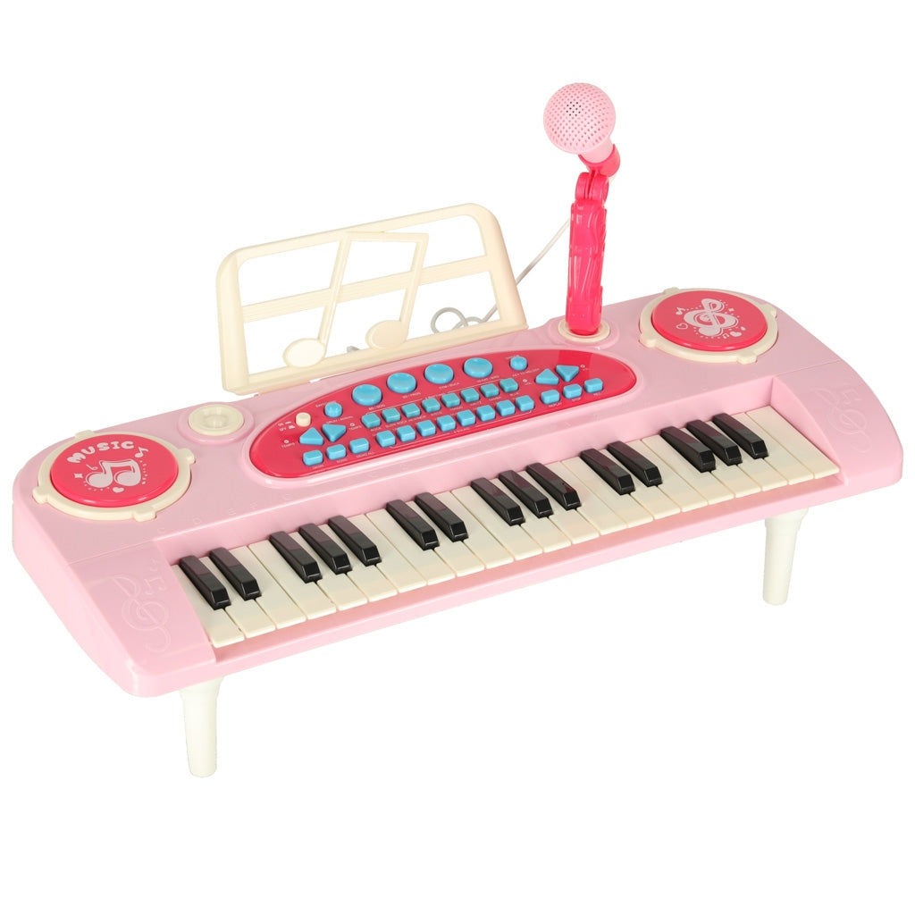 Kids Piano Keyboard, 37 Keys, Microphone & Tripod, Pink