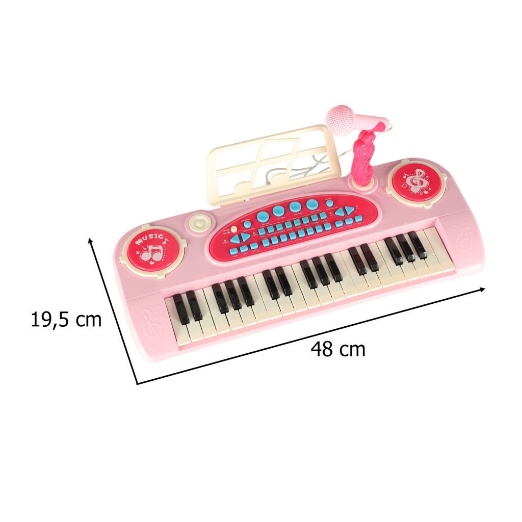 Kids Piano Keyboard, 37 Keys, Microphone & Tripod, Pink