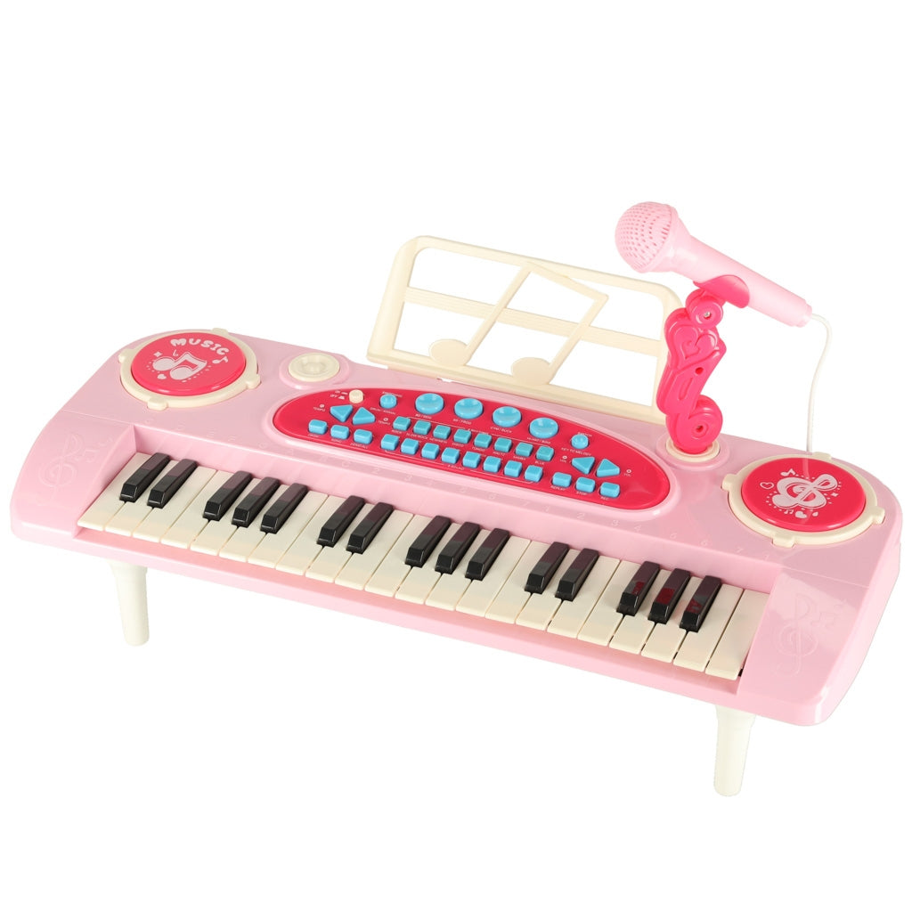 Kids Piano Keyboard, 37 Keys, Microphone & Tripod, Pink
