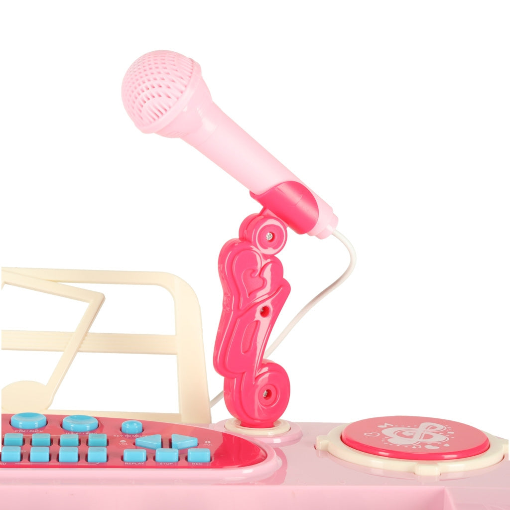Kids Piano Keyboard, 37 Keys, Microphone & Tripod, Pink