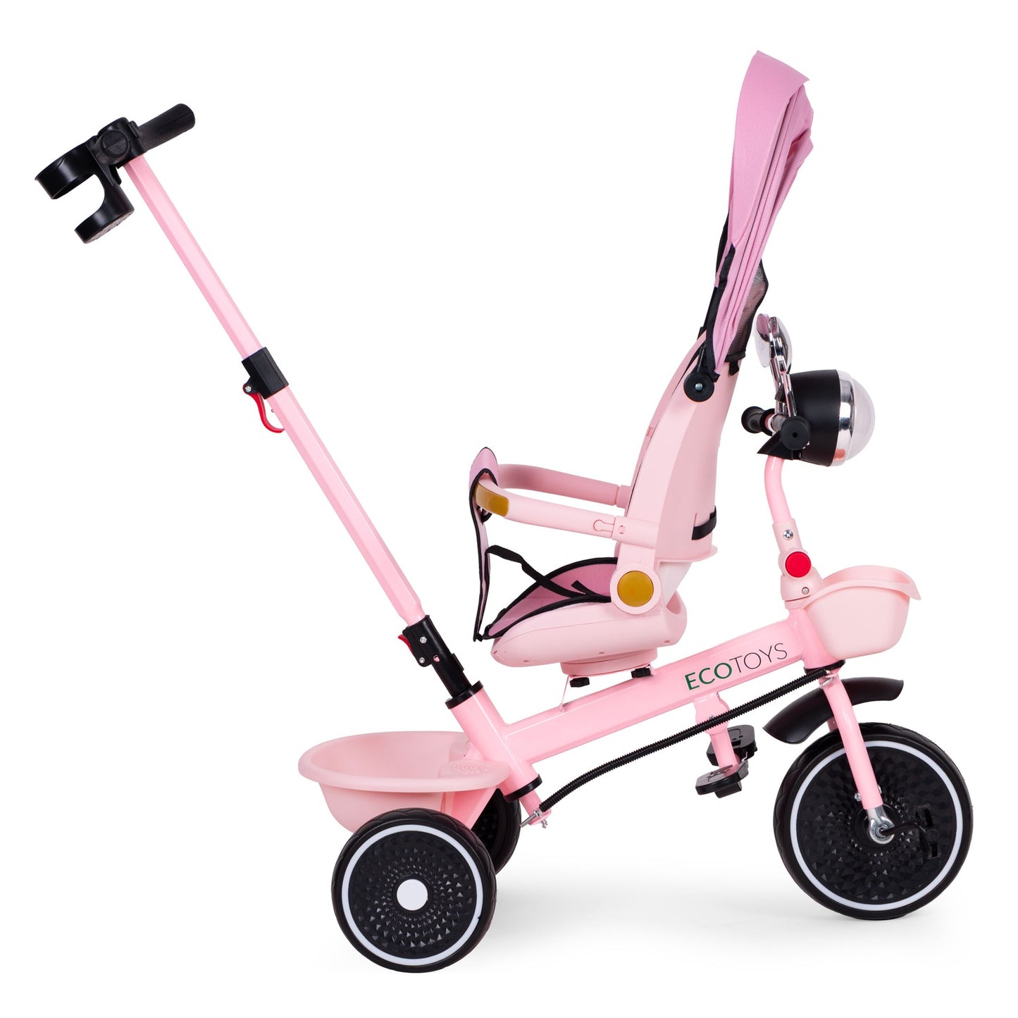 Kids Pink Tricycle Stroller with Rotating Seat