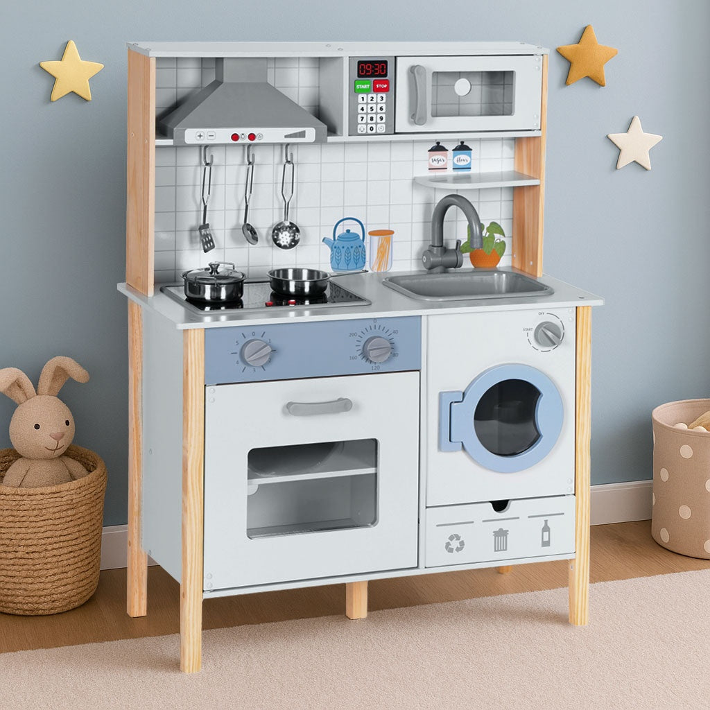 Kids Play Kitchen with Sounds, LED, Oven, Washing Machine, and Accessories ECOTOYS