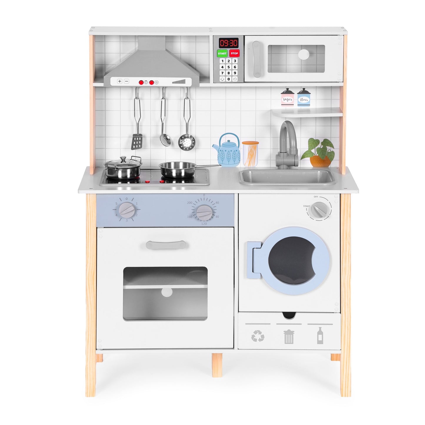 Kids Play Kitchen with Sounds, LED, Oven, Washing Machine, and Accessories ECOTOYS