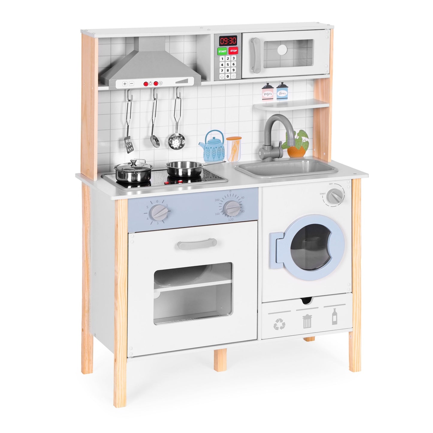 Kids Play Kitchen with Sounds, LED, Oven, Washing Machine, and Accessories ECOTOYS