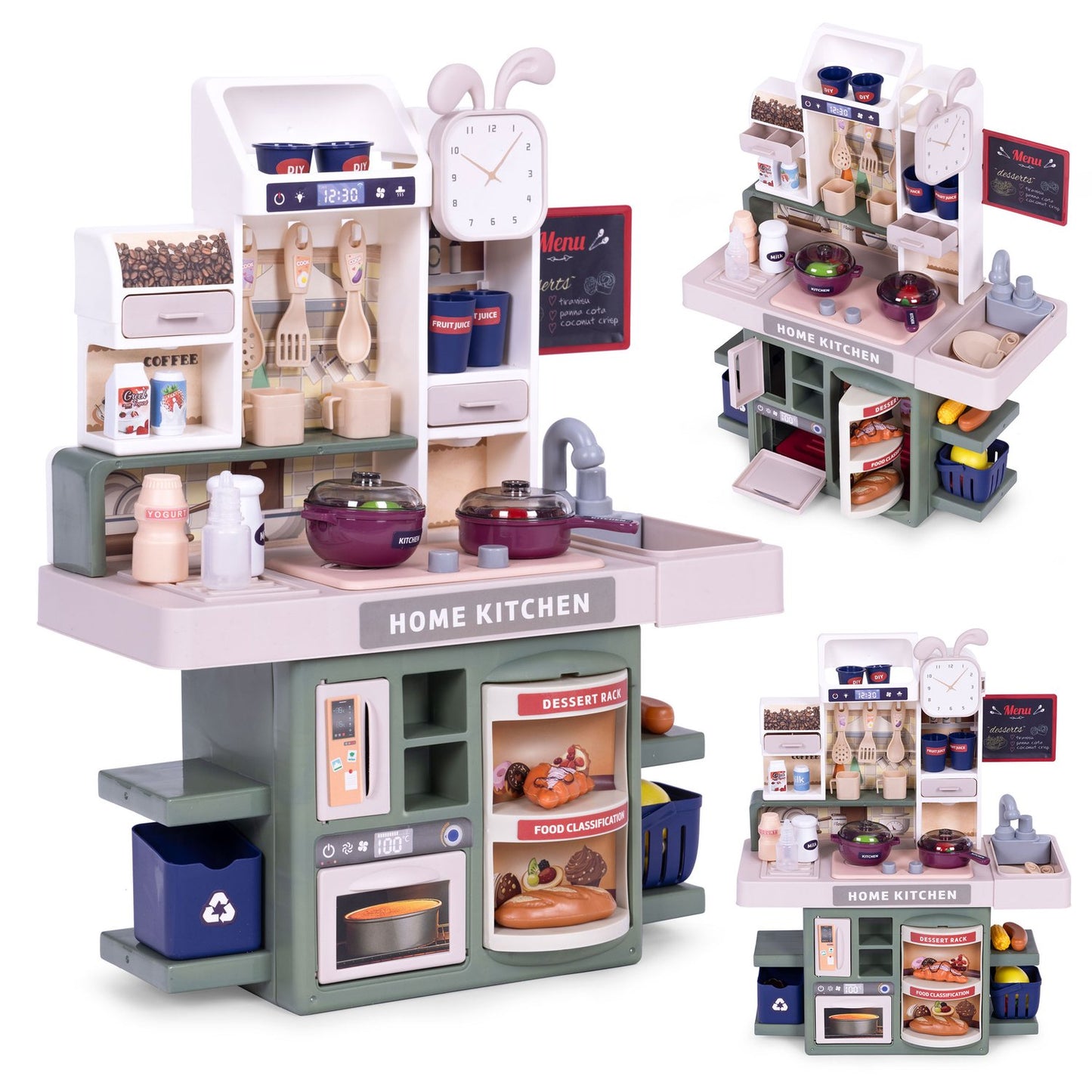 Kids Play Kitchen with Sounds, Lights, Steam, 35 Accessories