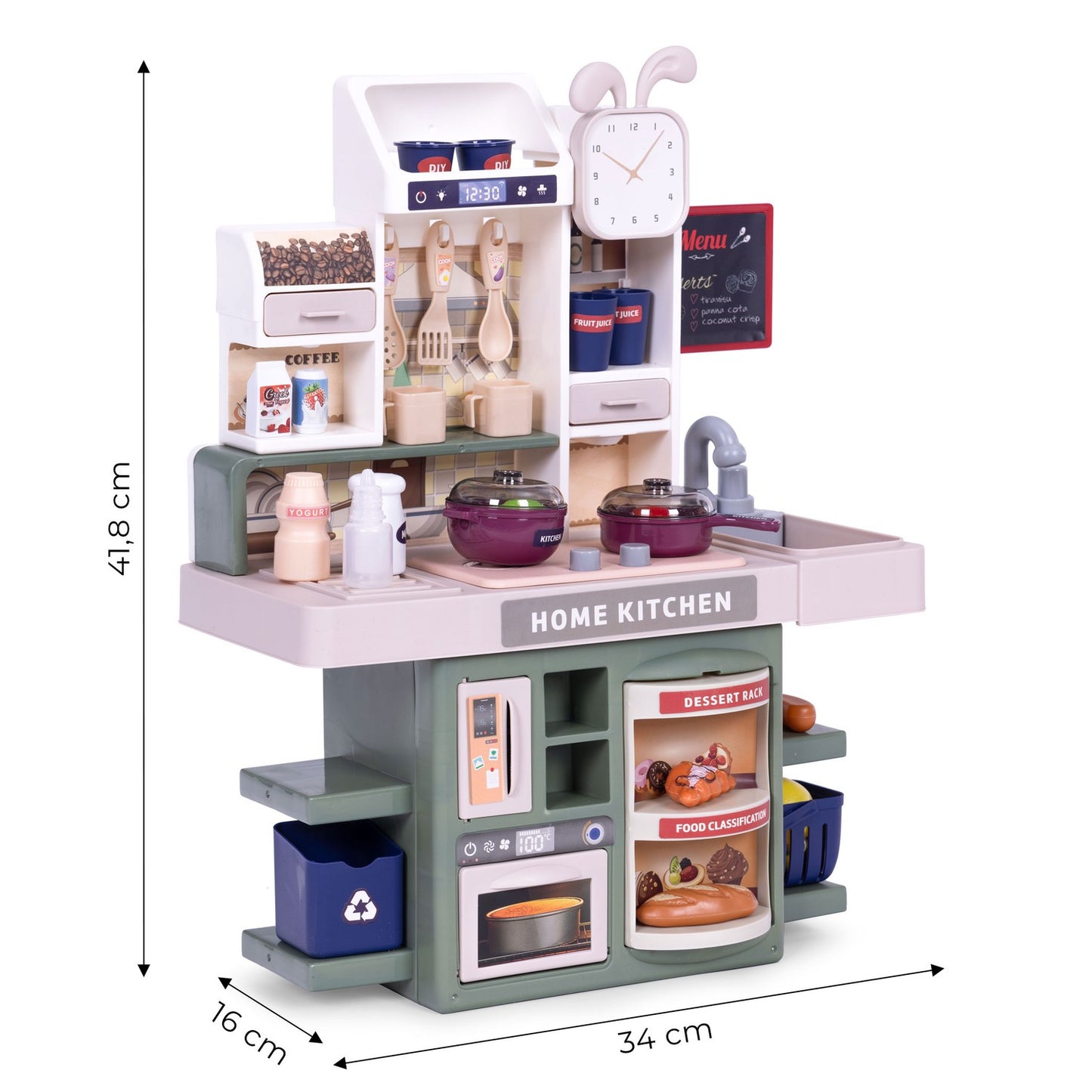 Kids Play Kitchen with Sounds, Lights, Steam, 35 Accessories