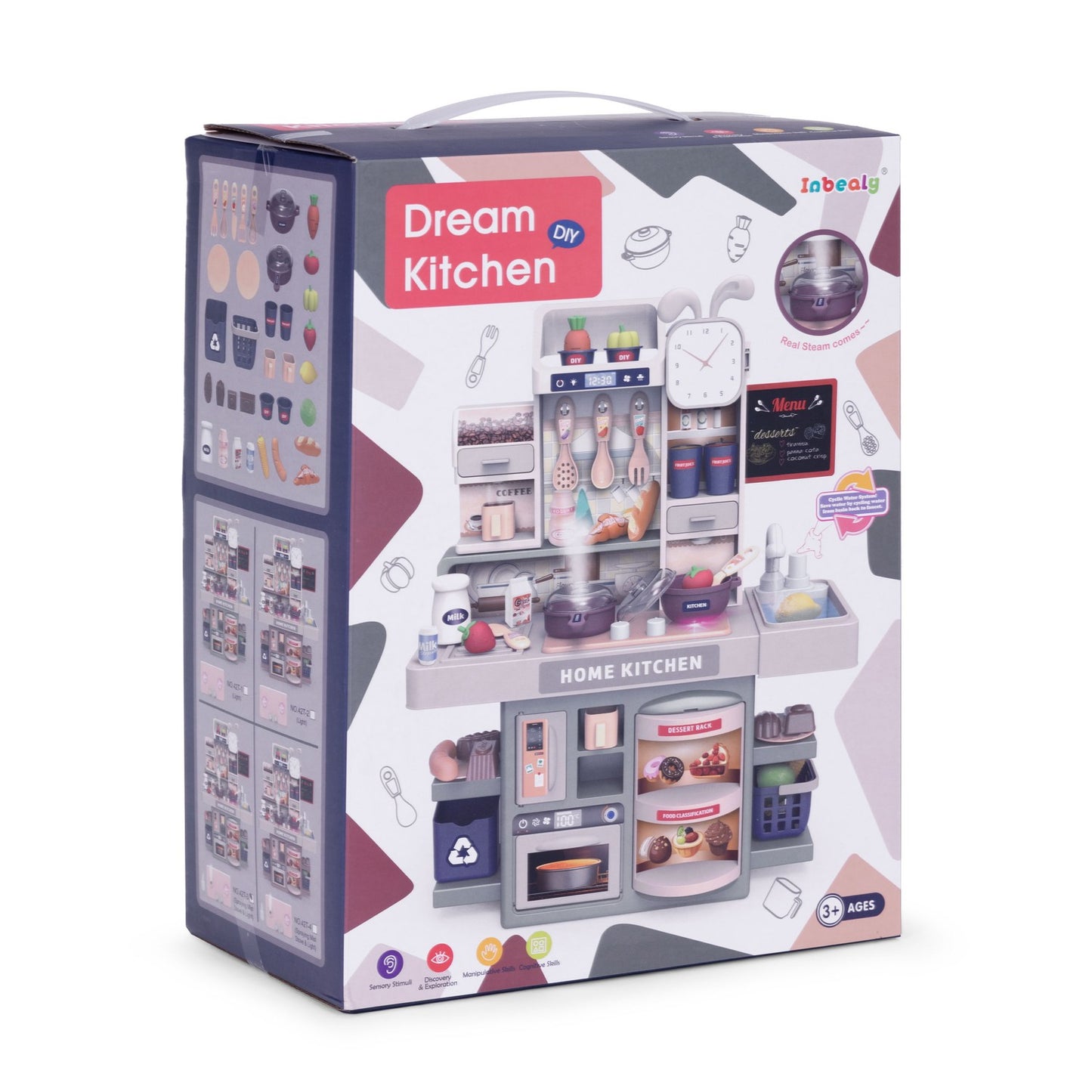 Kids Play Kitchen with Sounds, Lights, Steam, 35 Accessories