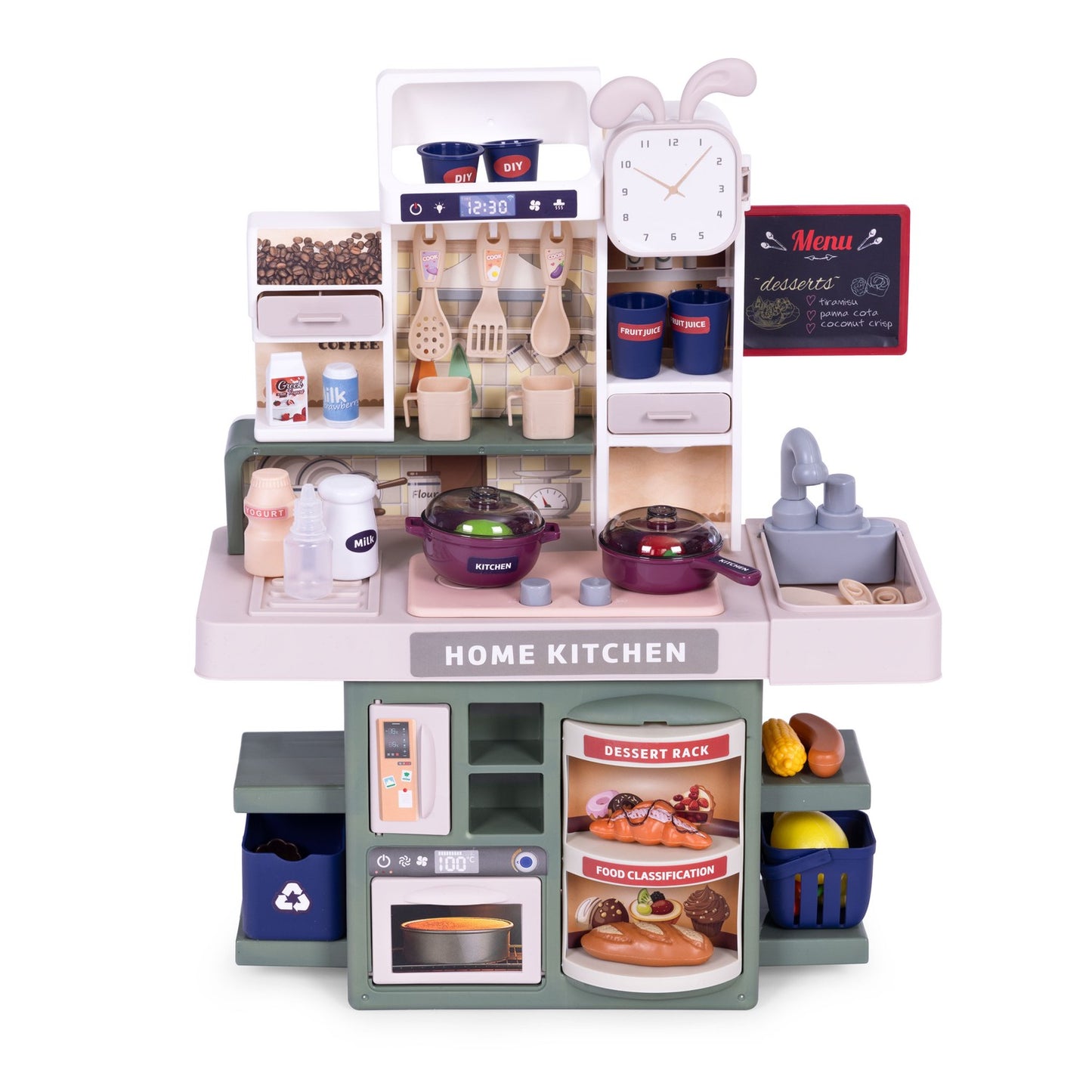 Kids Play Kitchen with Sounds, Lights, Steam, 35 Accessories