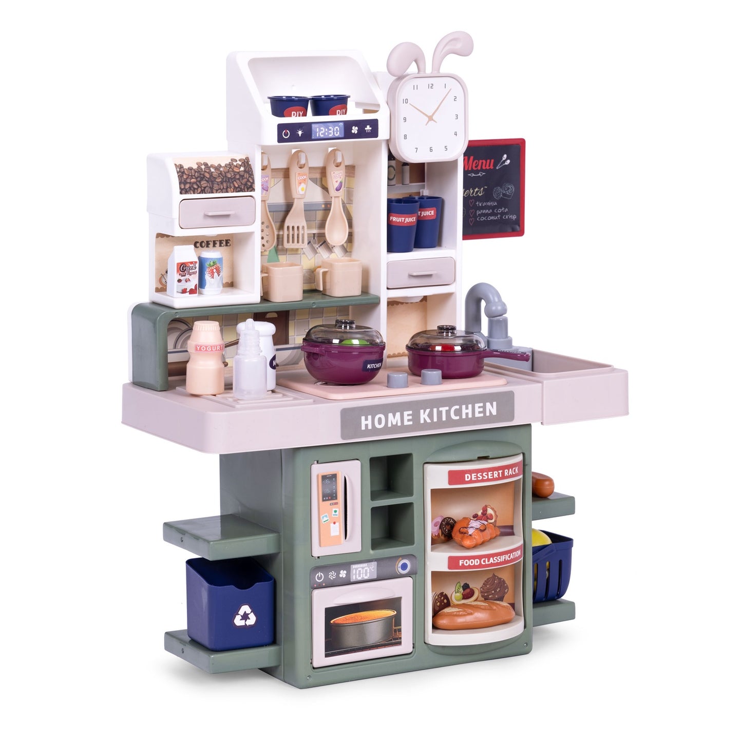 Kids Play Kitchen with Sounds, Lights, Steam, 35 Accessories