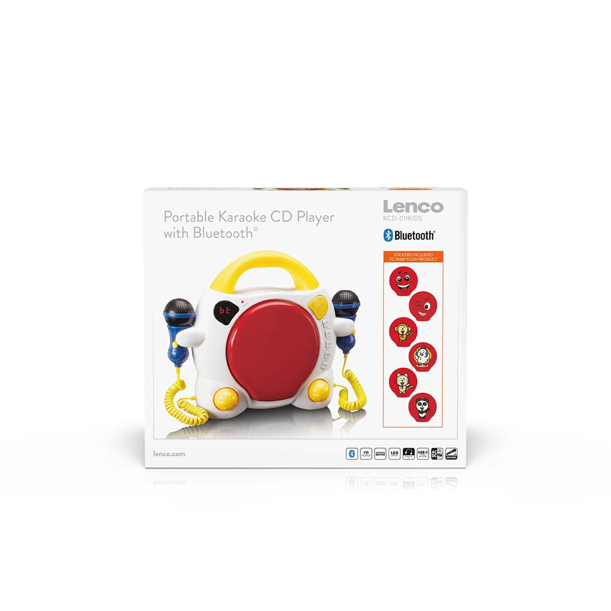 Kids Portable Bluetooth CD Player with 2 Mics & Antishock