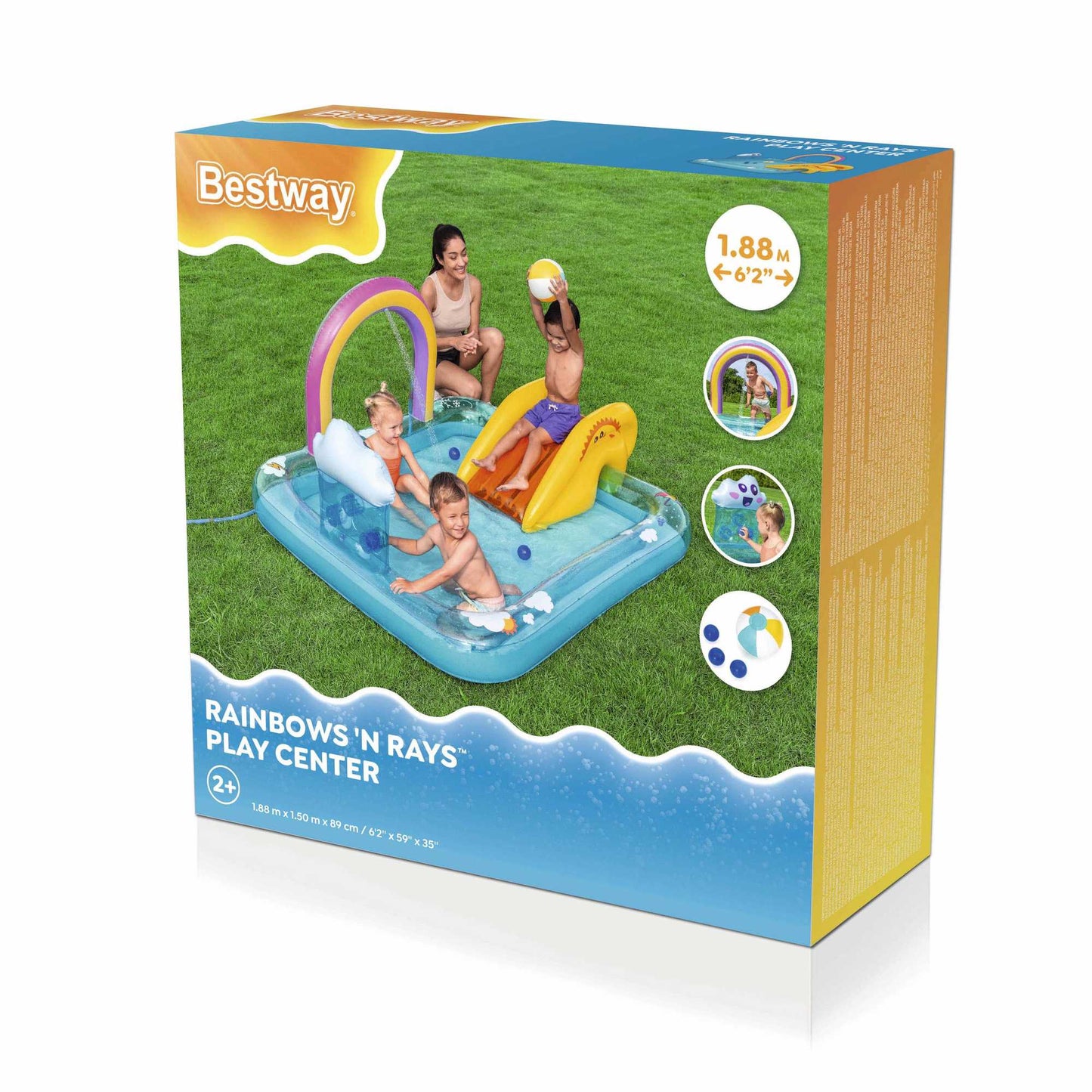 Kids Rainbow Play Center with Slide and Sprinkler