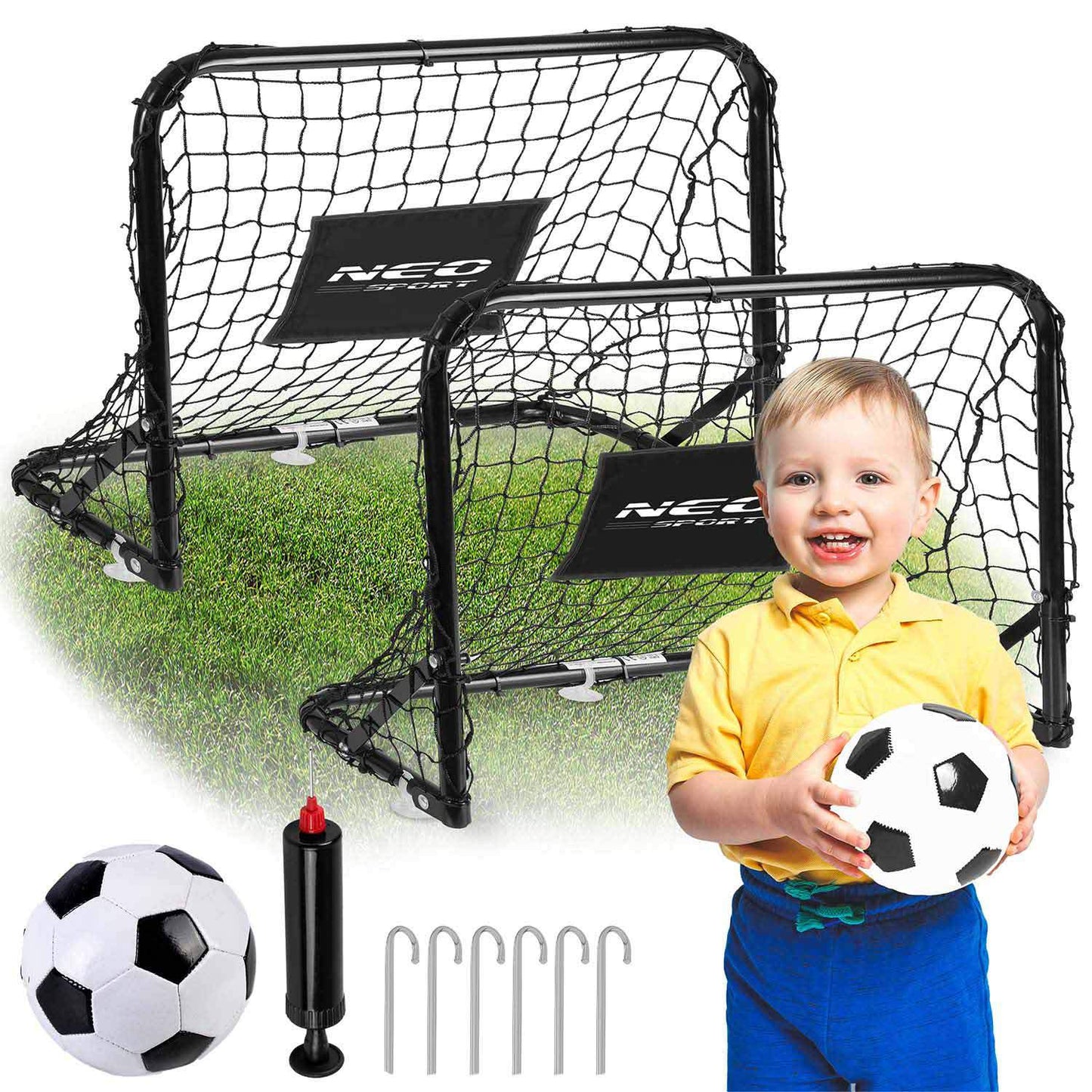 Kids Soccer Goal Set with Ball & Pump, 60x45x25 cm, 2 Pack