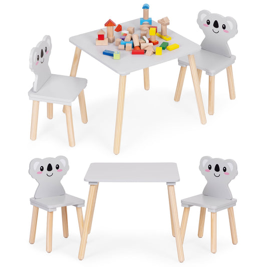 Kids Table and 2 Chairs Set, Koala Design, Wood MDF