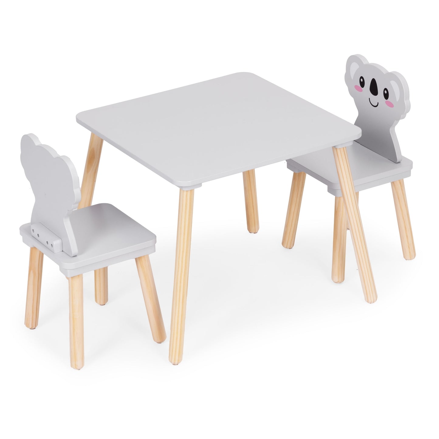 Kids Table and 2 Chairs Set, Koala Design, Wood MDF