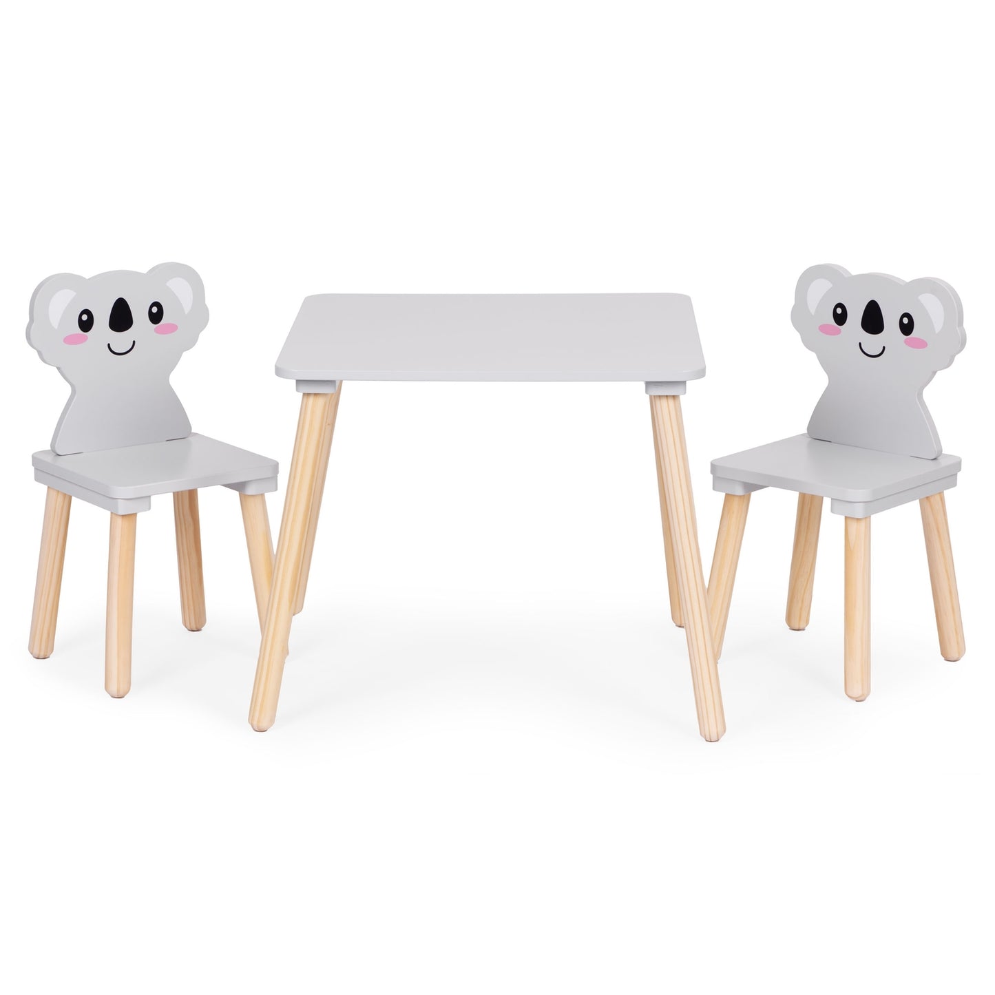 Kids Table and 2 Chairs Set, Koala Design, Wood MDF