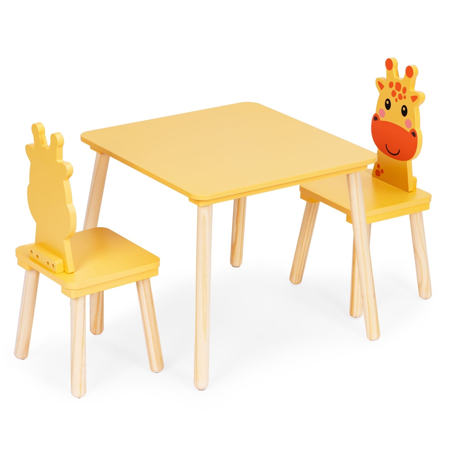Kids Table and 2 Chairs Set with Giraffe Design