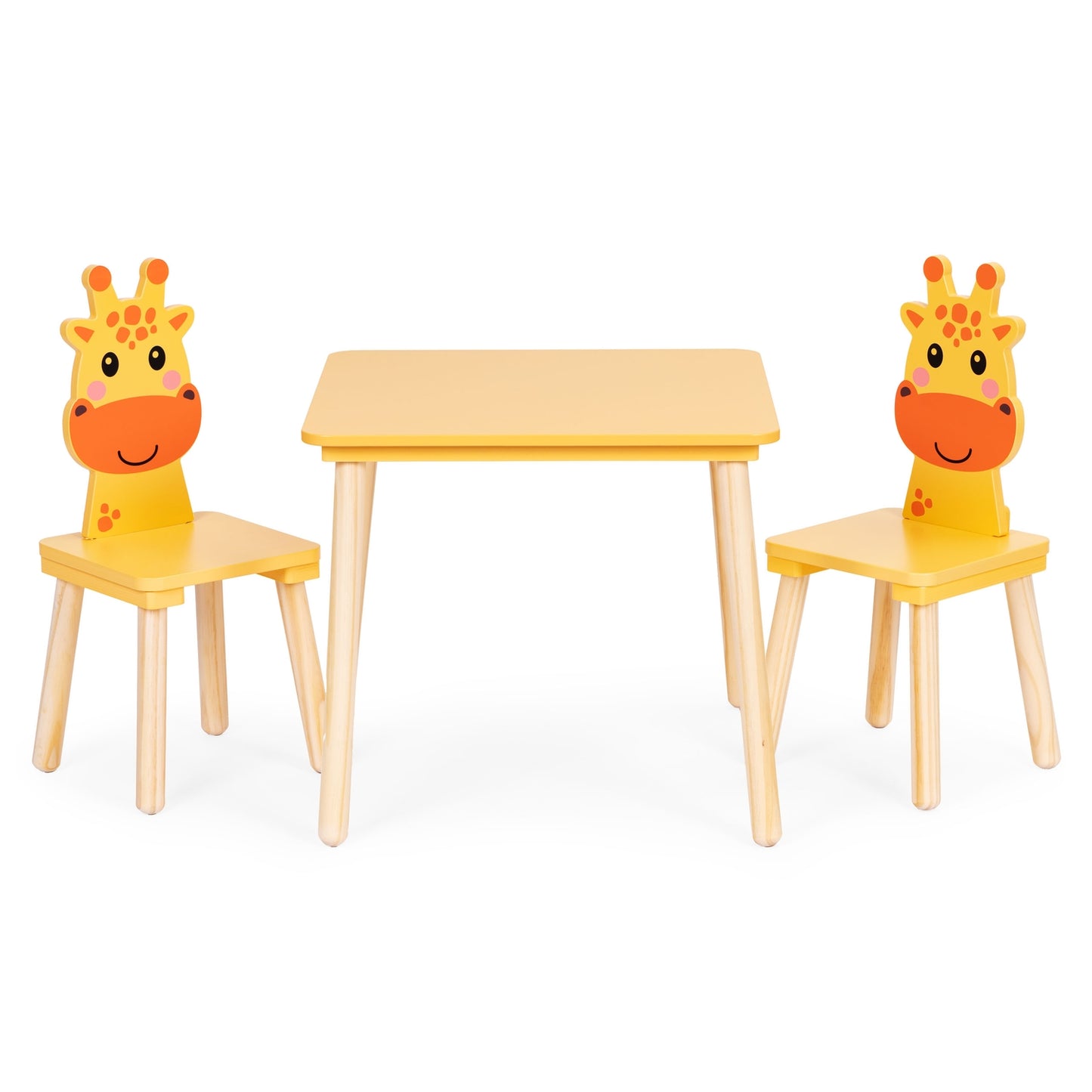 Kids Table and 2 Chairs Set with Giraffe Design