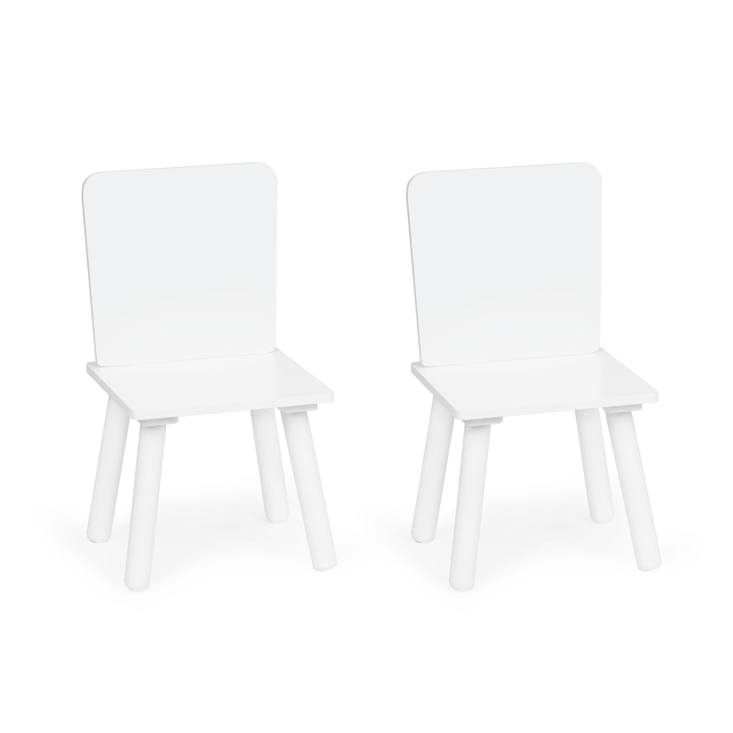 Kids Table and 2 Chairs Set with Pine Legs, White