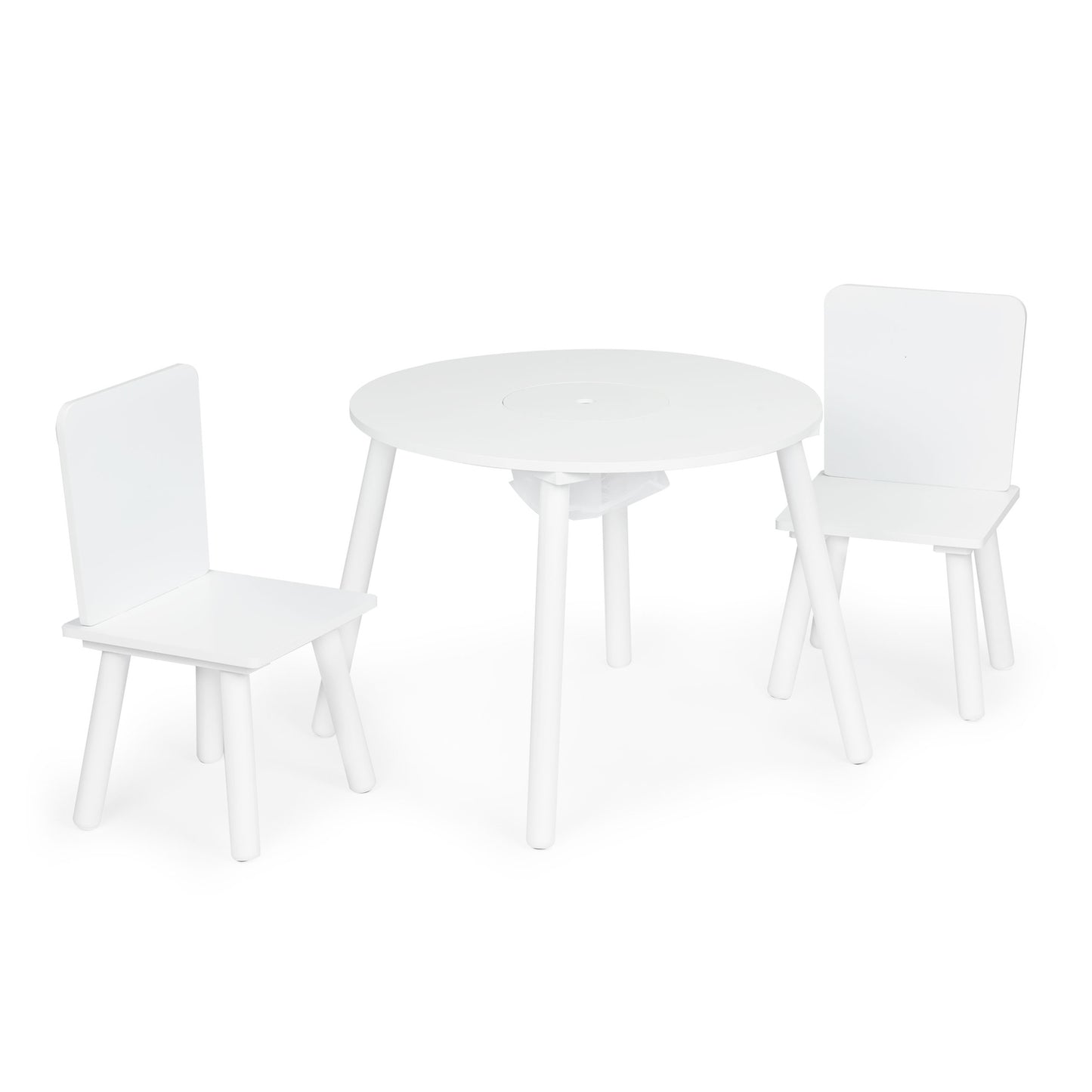 Kids Table and 2 Chairs Set with Pine Legs, White