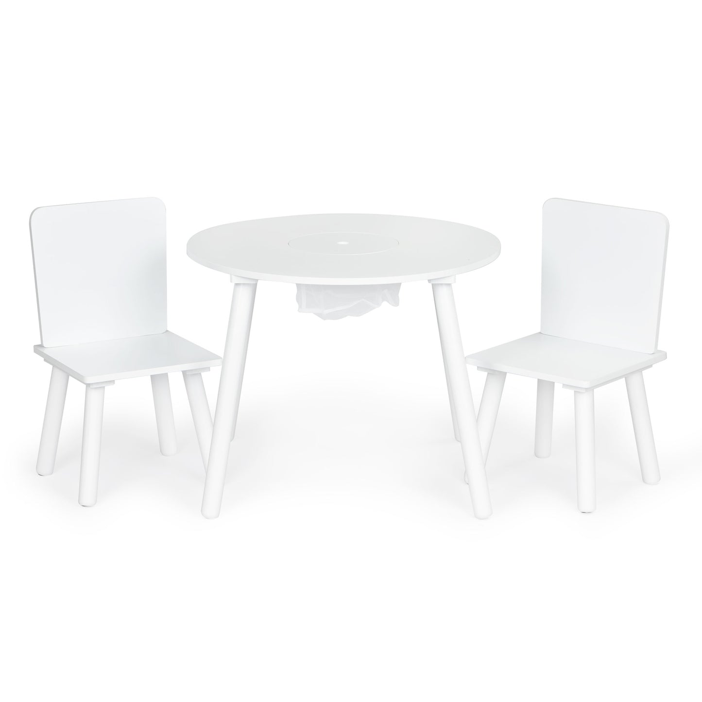 Kids Table and 2 Chairs Set with Pine Legs, White