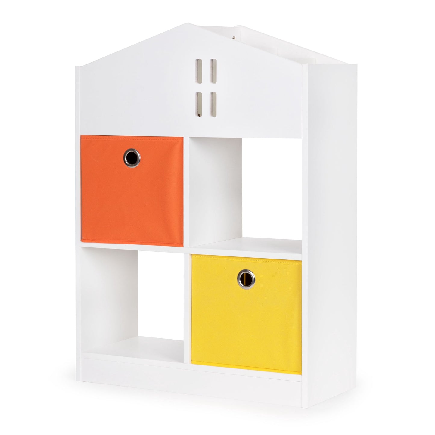 Kids Wooden Dollhouse Bookshelf with Bins and Shelves
