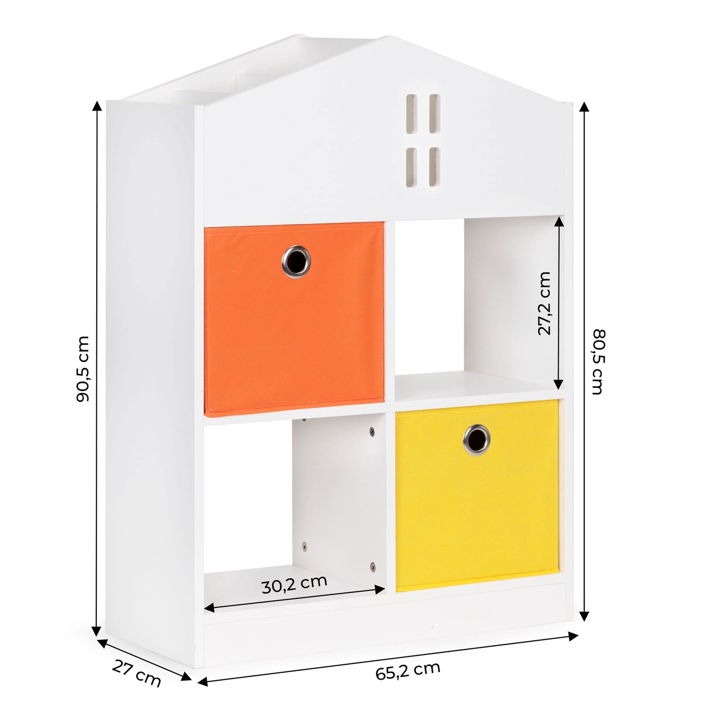 Kids Wooden Dollhouse Bookshelf with Bins and Shelves