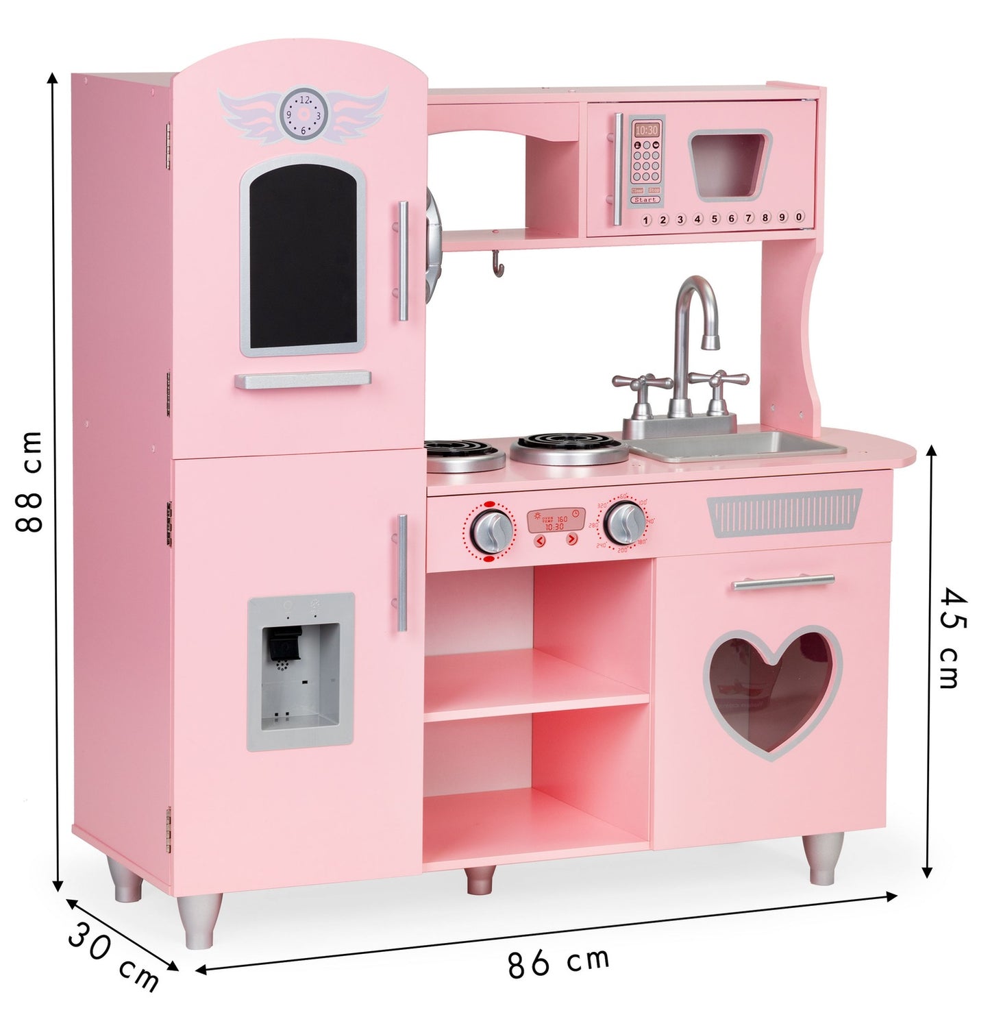 Kids Wooden Play Kitchen with Sound Effects, Pink
