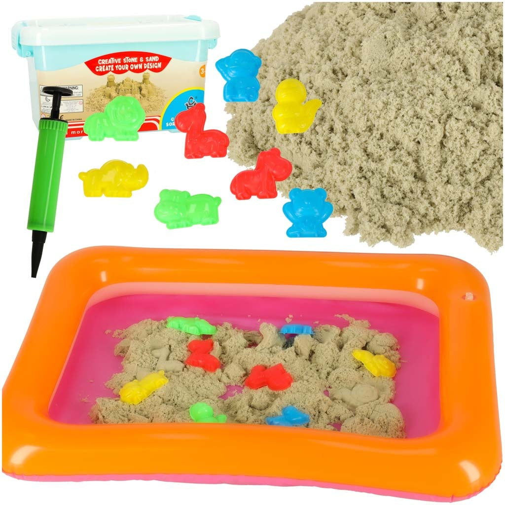 Kinetic sand in a bucket 1kg molds beige