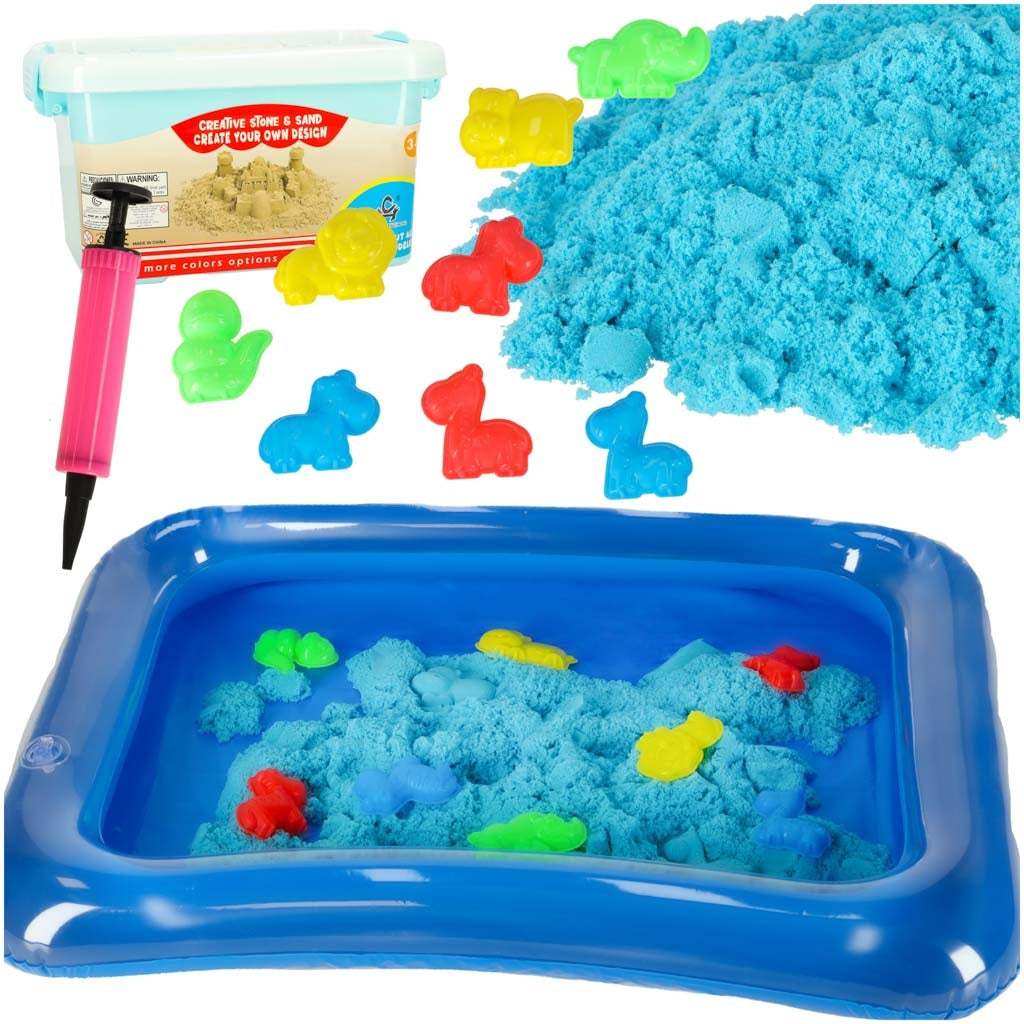 Kinetic sand in a bucket 1kg molds blue