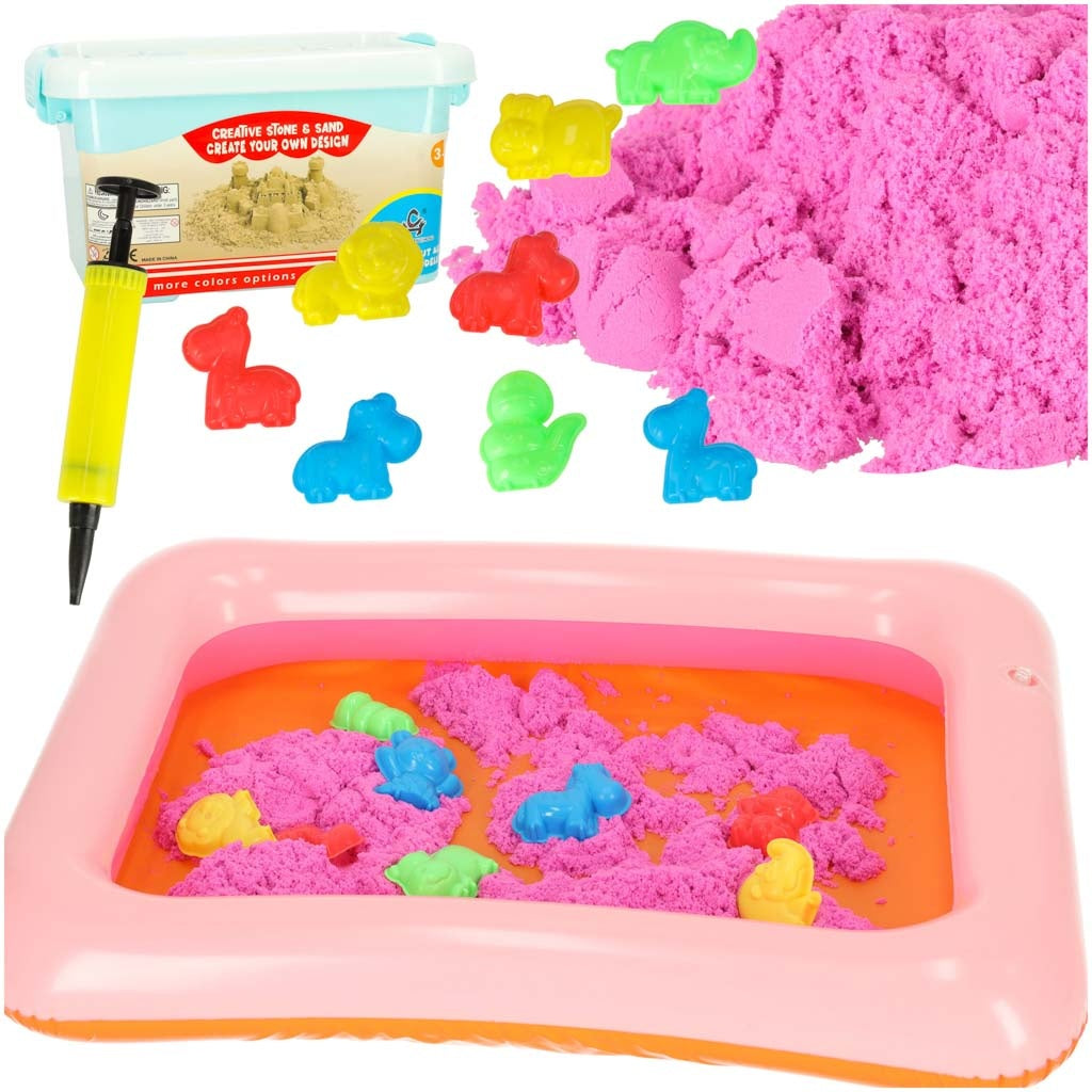 Kinetic sand in a bucket 1kg molds pink
