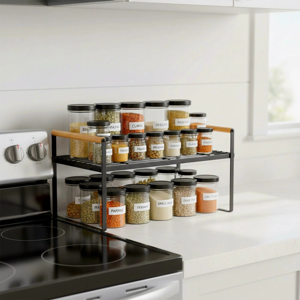 Kitchen Shelf, Black Metal, 33x21x19.5 cm