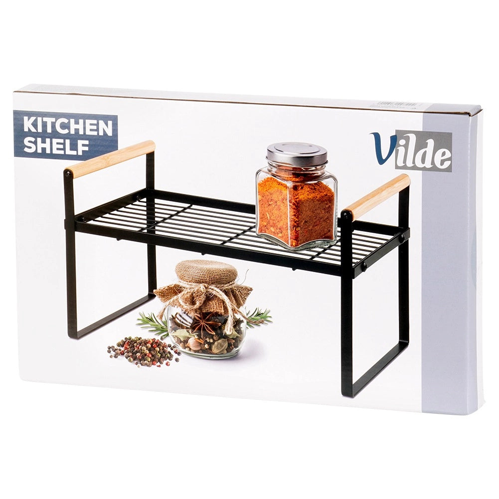 Kitchen Shelf, Black Metal, 33x21x19.5 cm