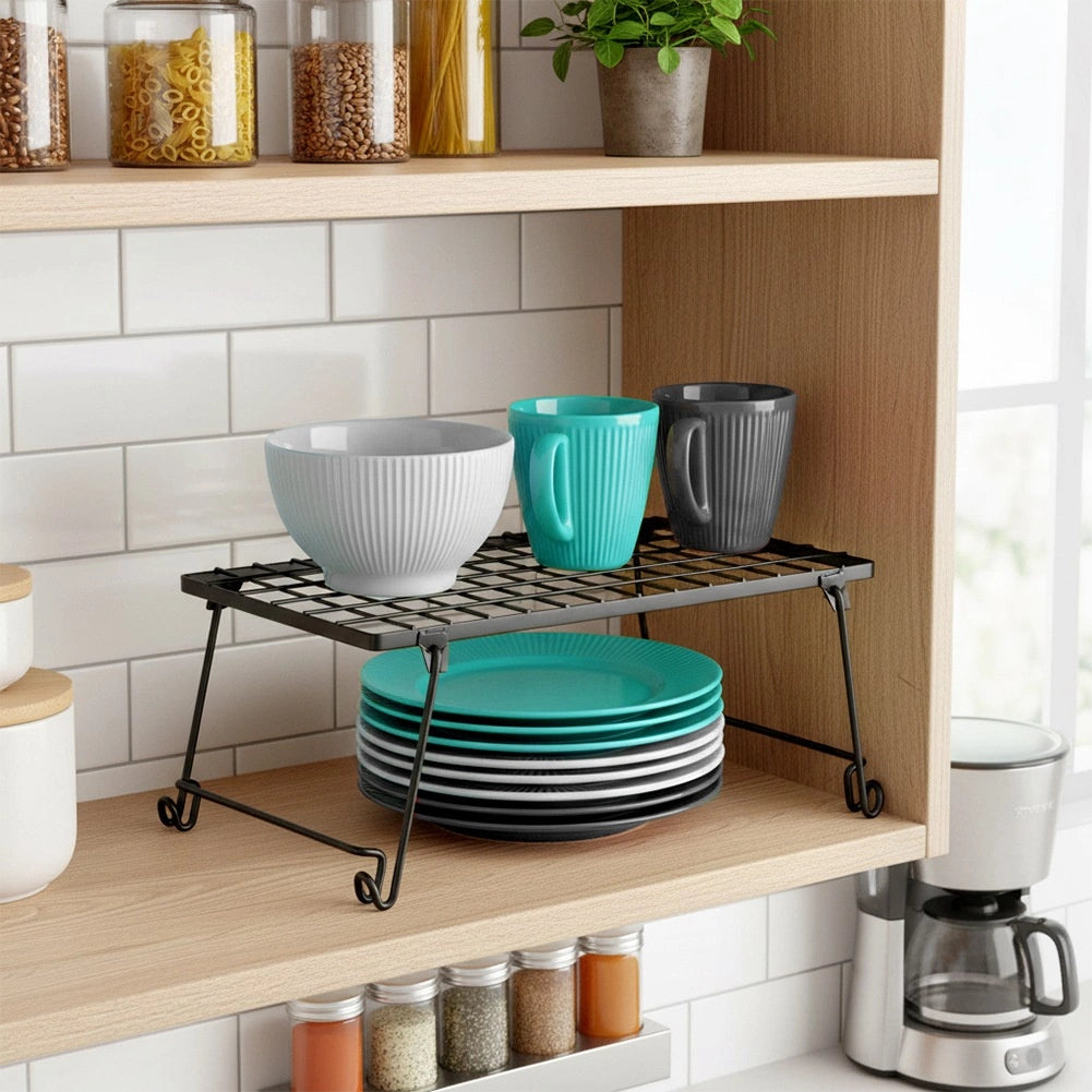 Kitchen Shelf Organizer, Black Metal, 36x22x15 cm