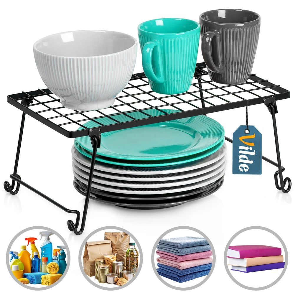 Kitchen Shelf Organizer, Black Metal, 36x22x15 cm