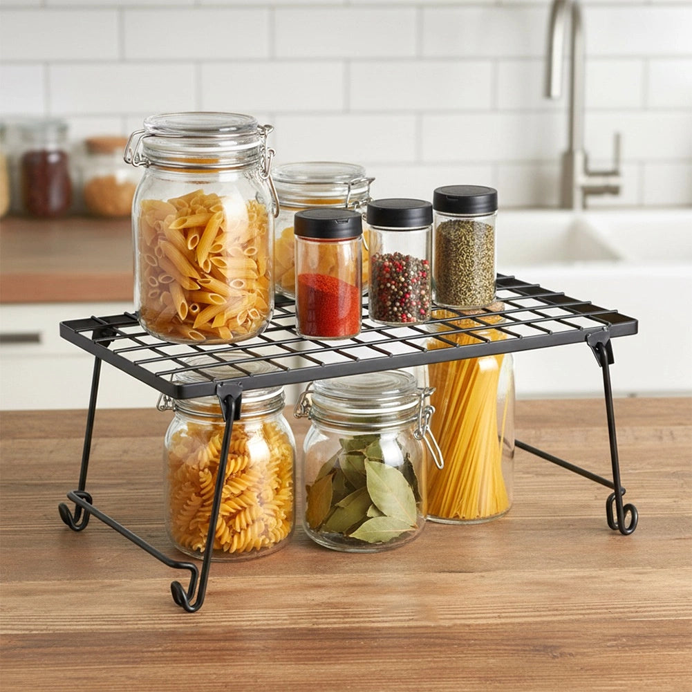 Kitchen Shelf Organizer, Black Metal, 36x22x15 cm
