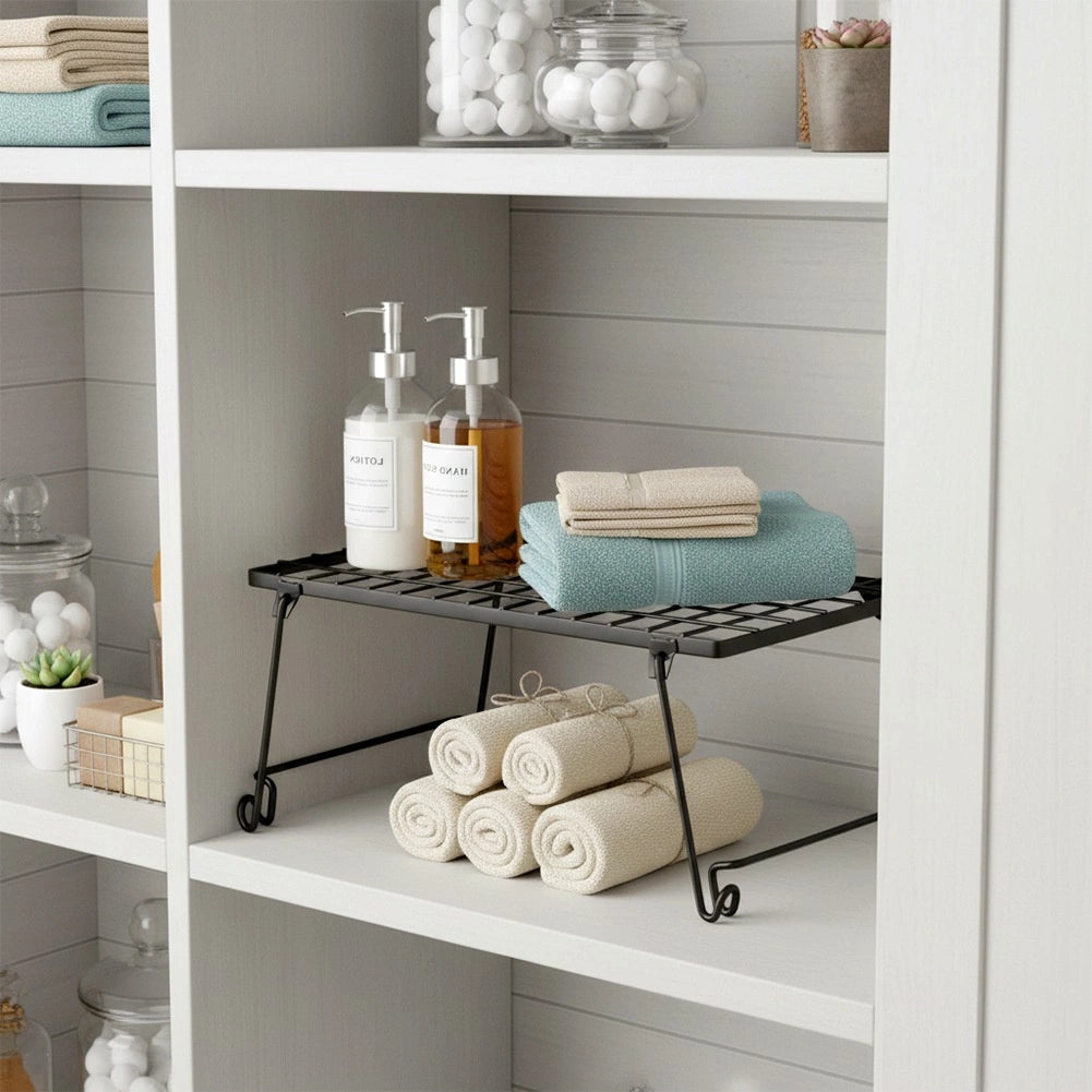 Kitchen Shelf Organizer, Black Metal, 36x22x15 cm