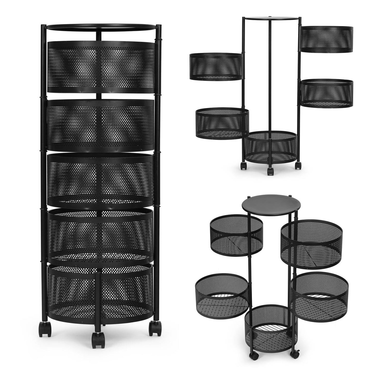 Kitchen Shelf Organizer with Rotating Shelves, 5 Tiers, Metal ModernHome