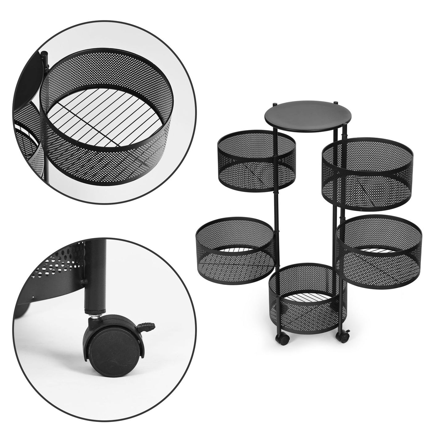 Kitchen Shelf Organizer with Rotating Shelves, 5 Tiers, Metal ModernHome