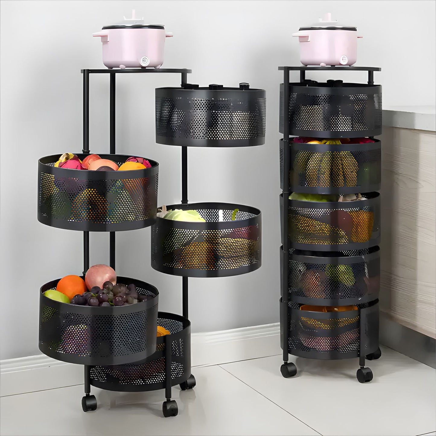 Kitchen Shelf Organizer with Rotating Shelves, 5 Tiers, Metal ModernHome