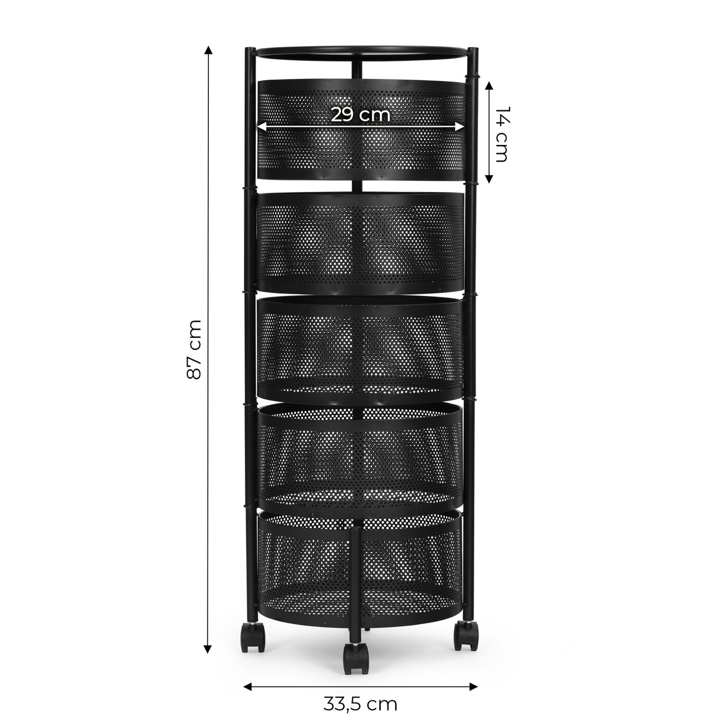 Kitchen Shelf Organizer with Rotating Shelves, 5 Tiers, Metal ModernHome