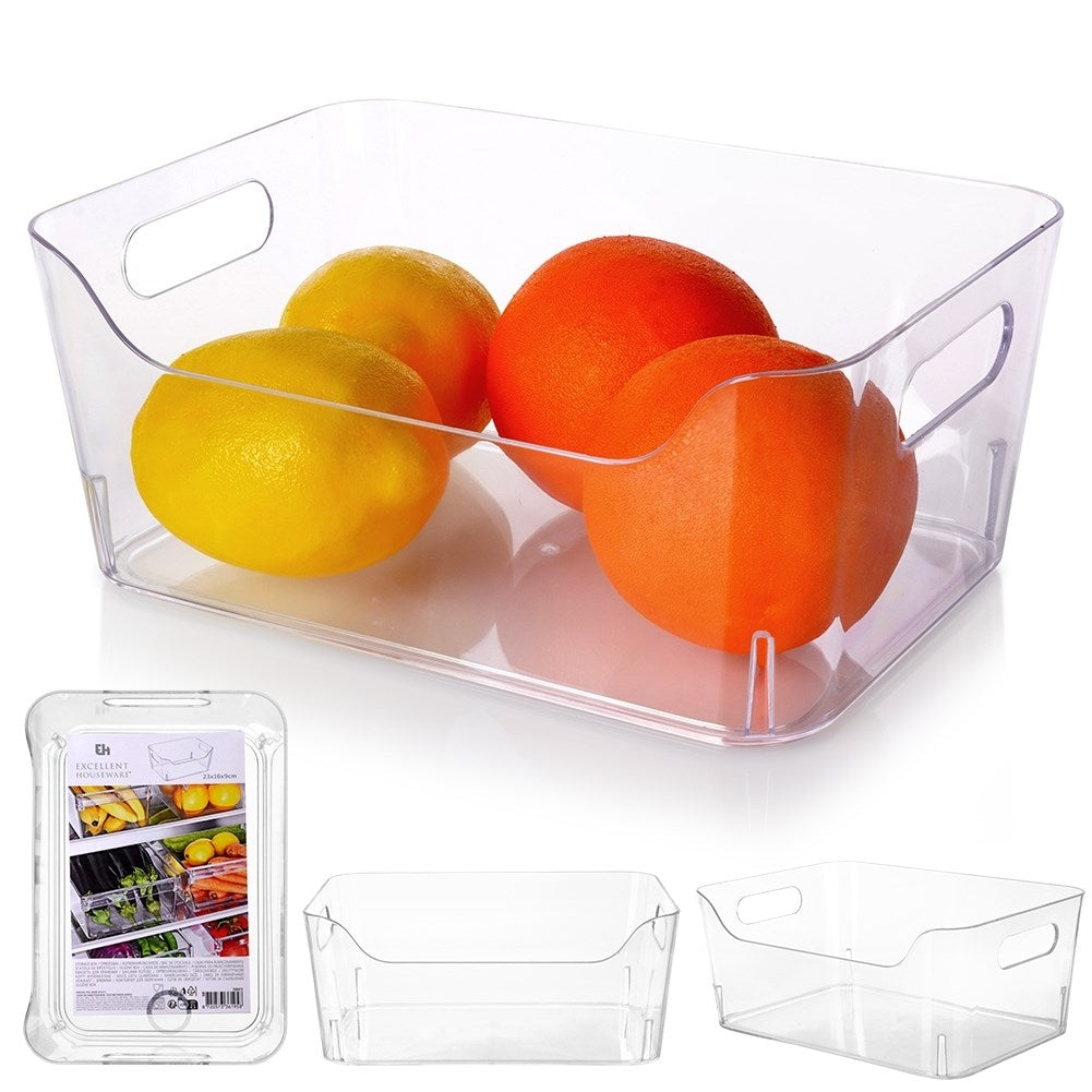 Kitchen container for refrigerator storage of vegetables and fruit